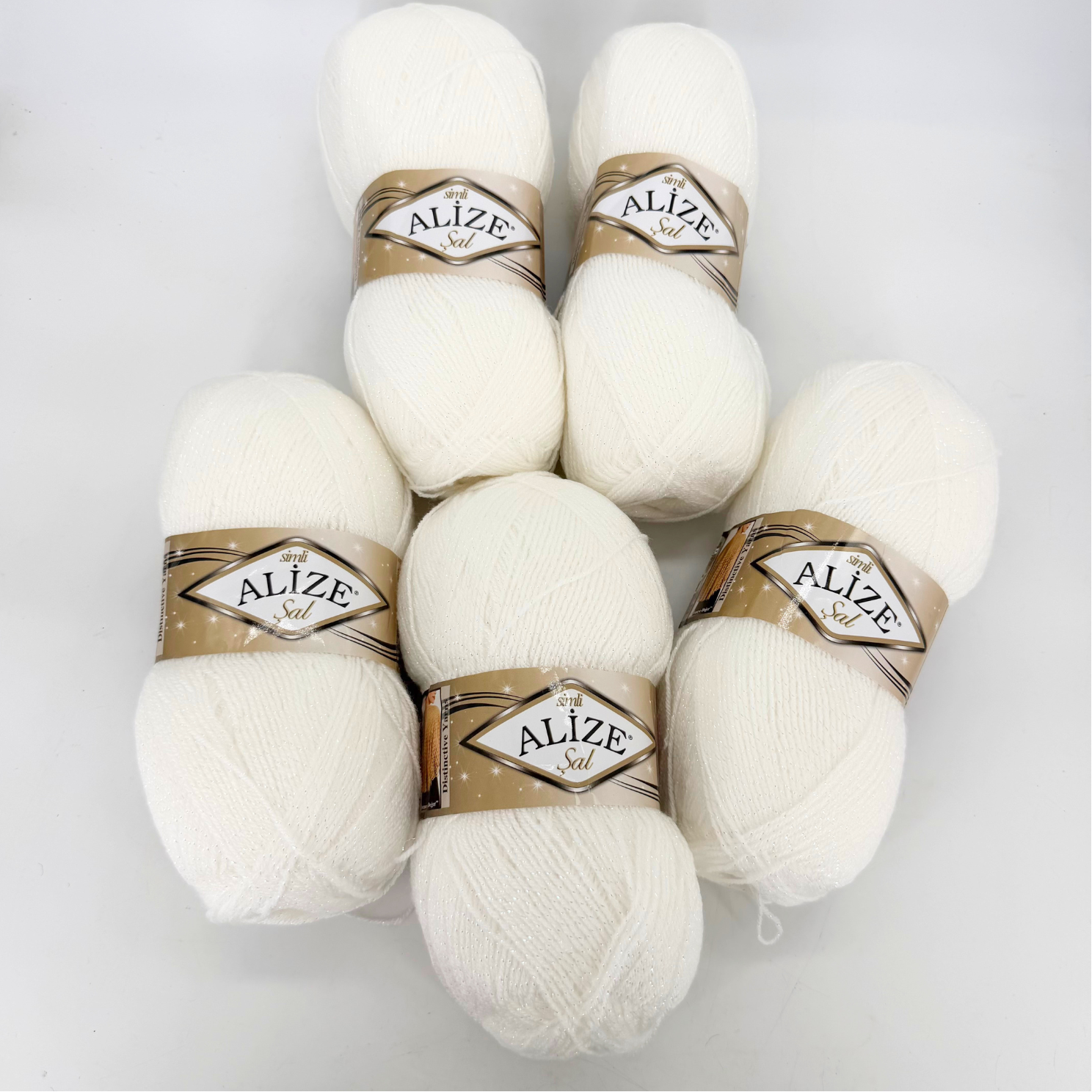 Alize Sal Simli 55 (White) – Bundle of 5
