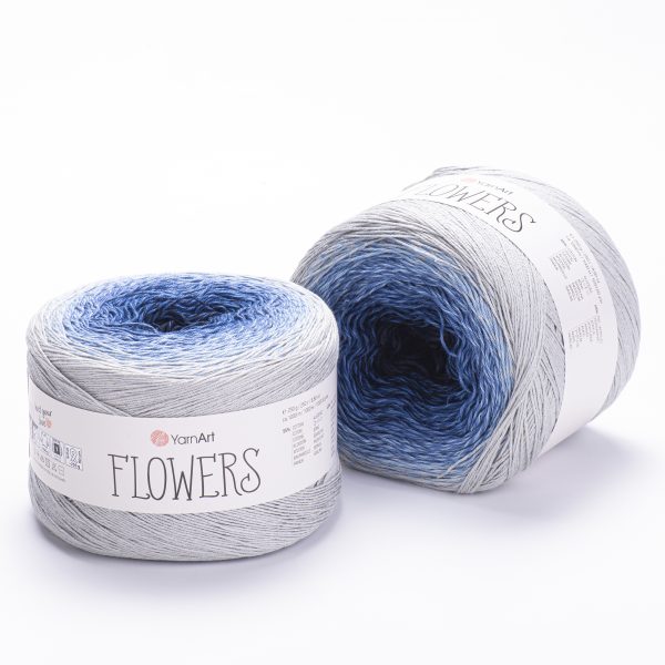 YarnArt Flowers 271 Marine foncé et denim – pelote dégradée coton et acrylique