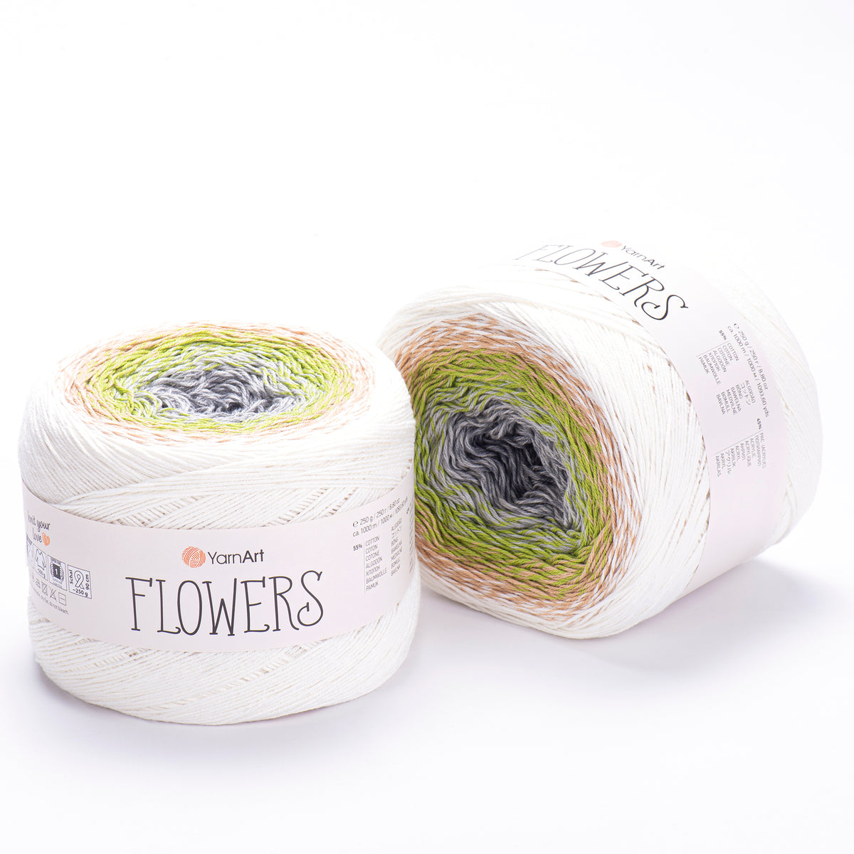 YarnArt Flowers Perle et café au lait – pelote dégradée coton et acrylique
