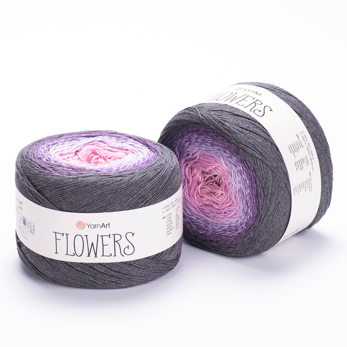 YarnArt Flowers 276 Glycine et minuit – pelote dégradée coton et acrylique