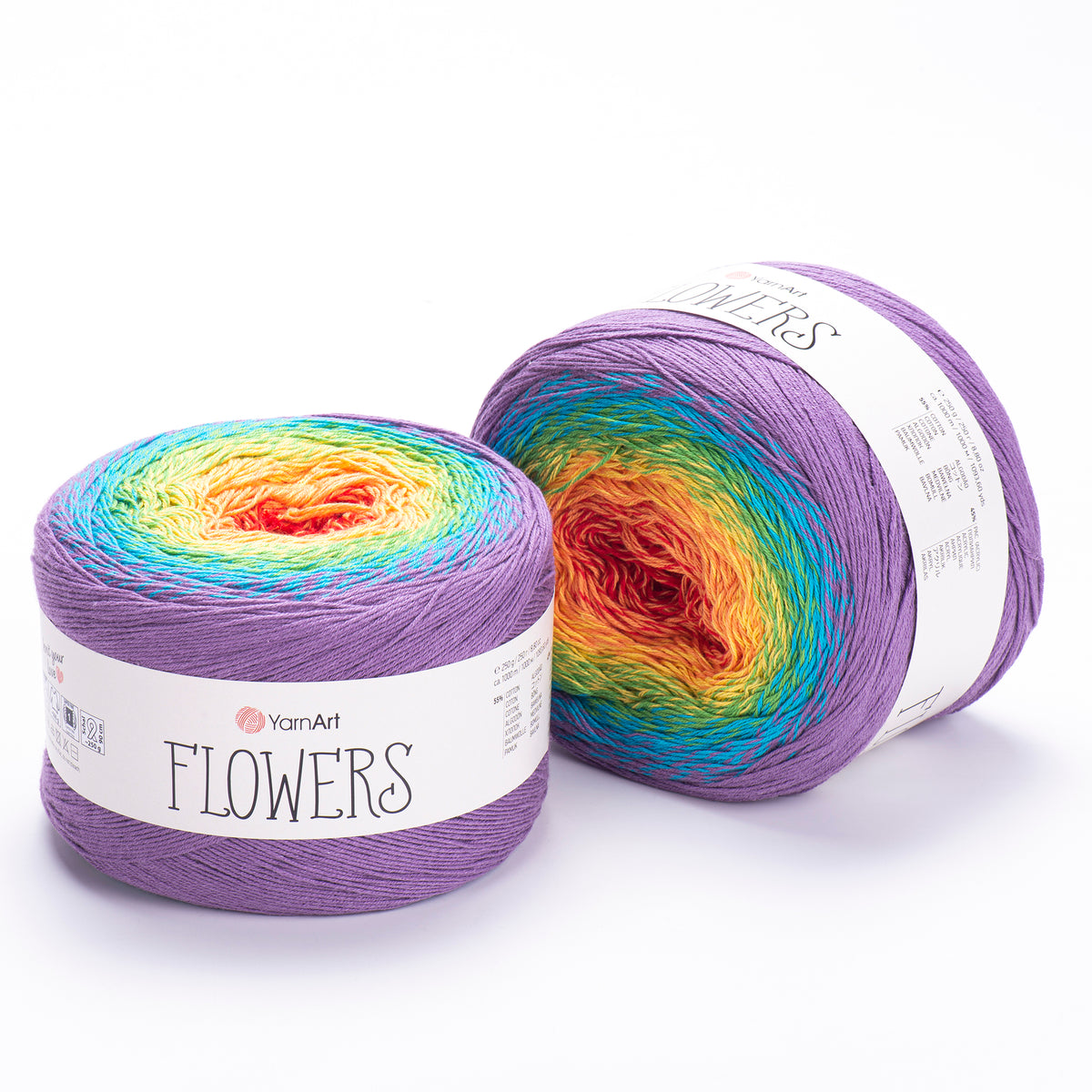 YarnArt Flowers 277 Denim et lie de vin – pelote dégradée coton et acrylique