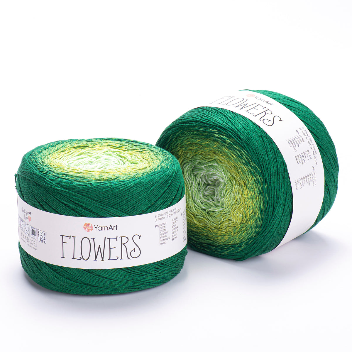 YarnArt Flowers 283 Forêt et pistache – pelote dégradée coton et acrylique