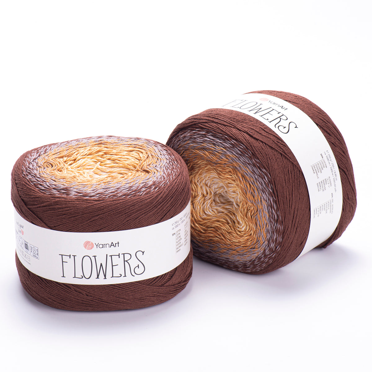 YarnArt Flowers Argile et marron foncé – pelote dégradée coton et acrylique