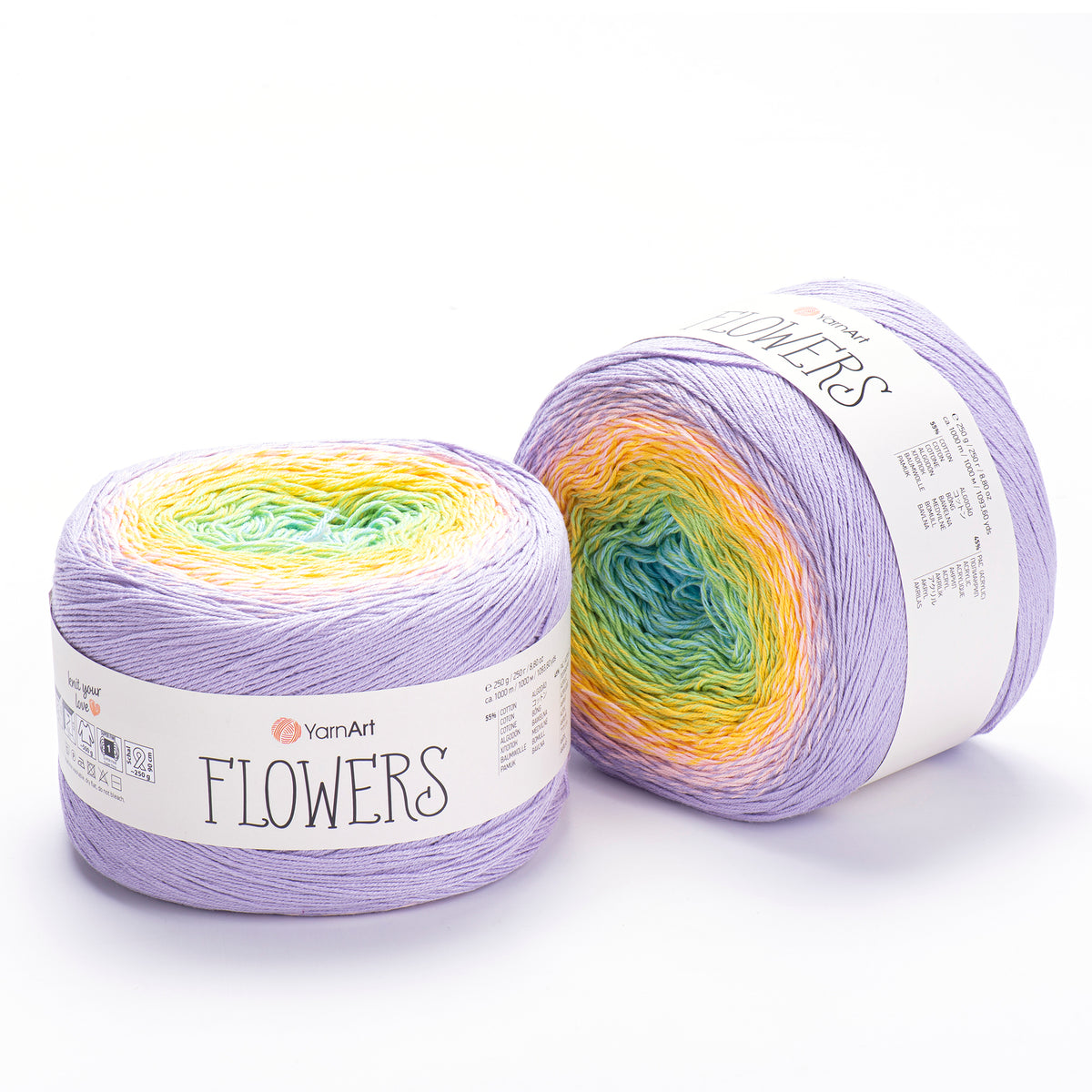 YarnArt Flowers 285 Lavande et miel – pelote dégradée coton et acrylique