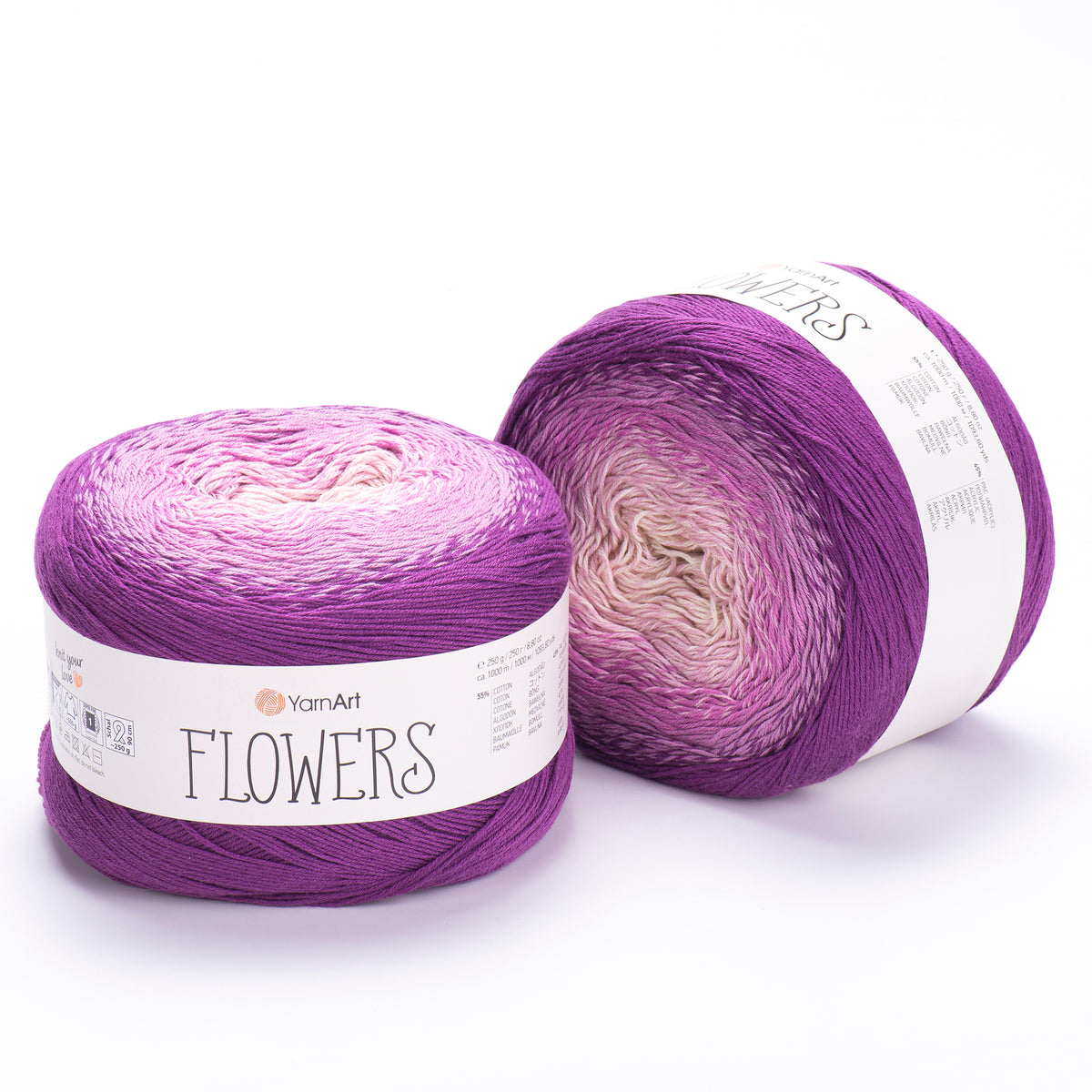 YarnArt Flowers 290 Améthyste et rose poudré – pelote dégradée coton et acrylique
