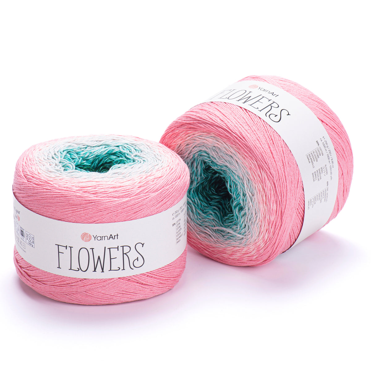 YarnArt Flowers 292 Rose poudré et ardoise – pelote dégradée coton et acrylique