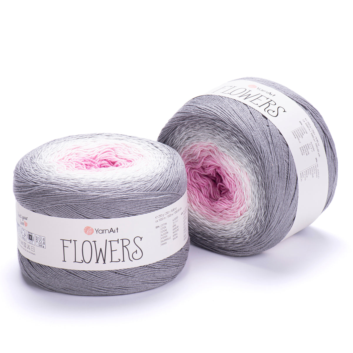 YarnArt Flowers 293 Mauve et prune – pelote dégradée coton et acrylique