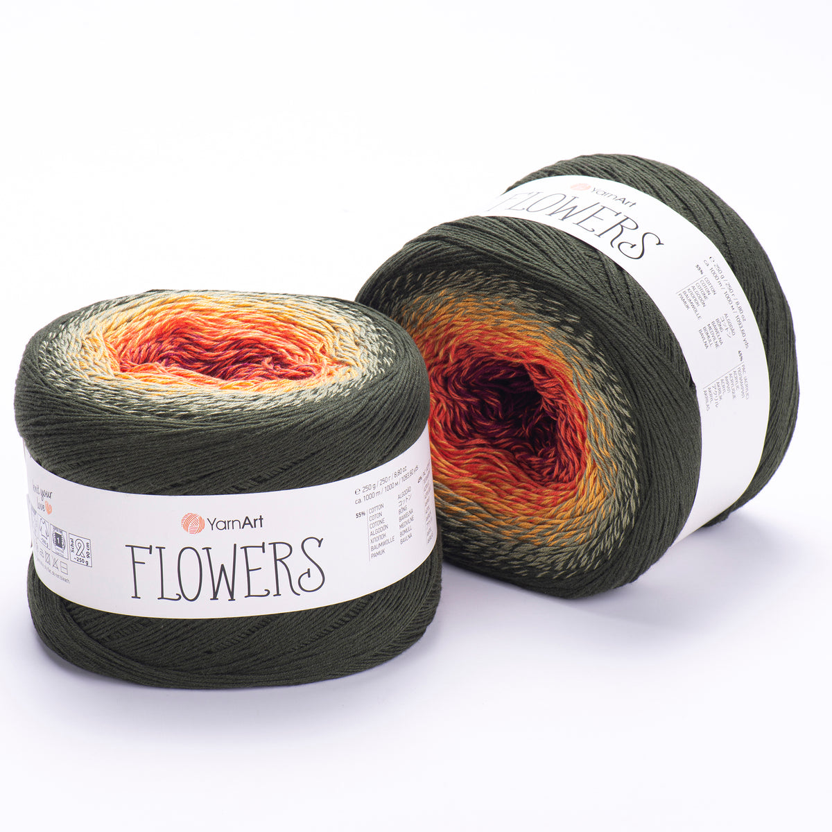 YarnArt Flowers 302 Prune foncé et brique – pelote dégradée coton et acrylique