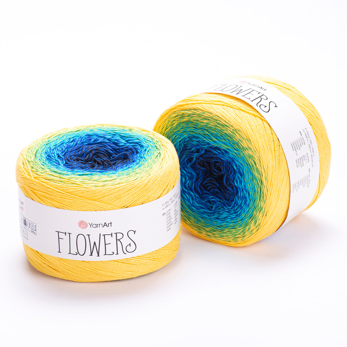 YarnArt Flowers 304 Minuit et indigo – pelote dégradée coton et acrylique