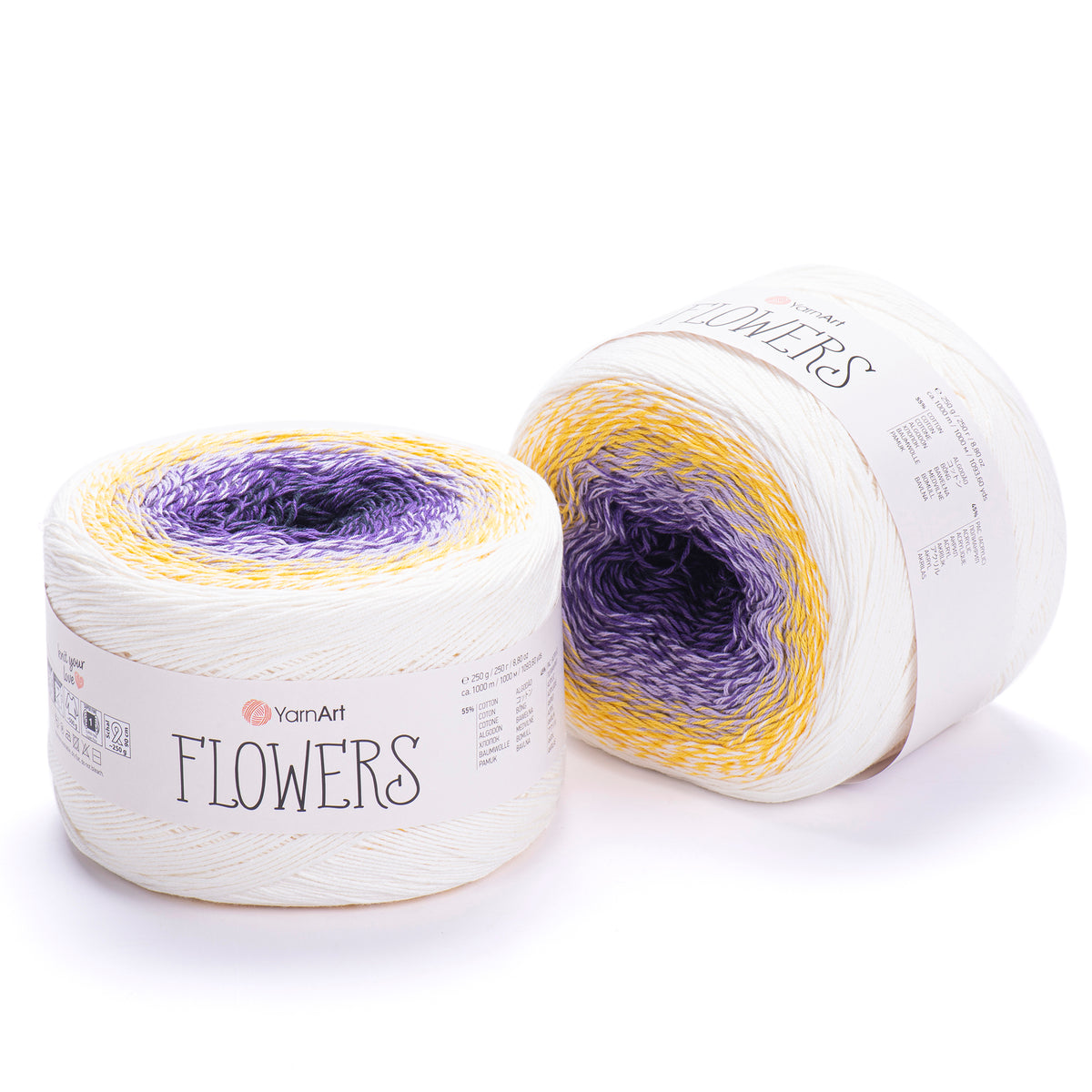 YarnArt Flowers 307 Miel et indigo – pelote dégradée coton et acrylique