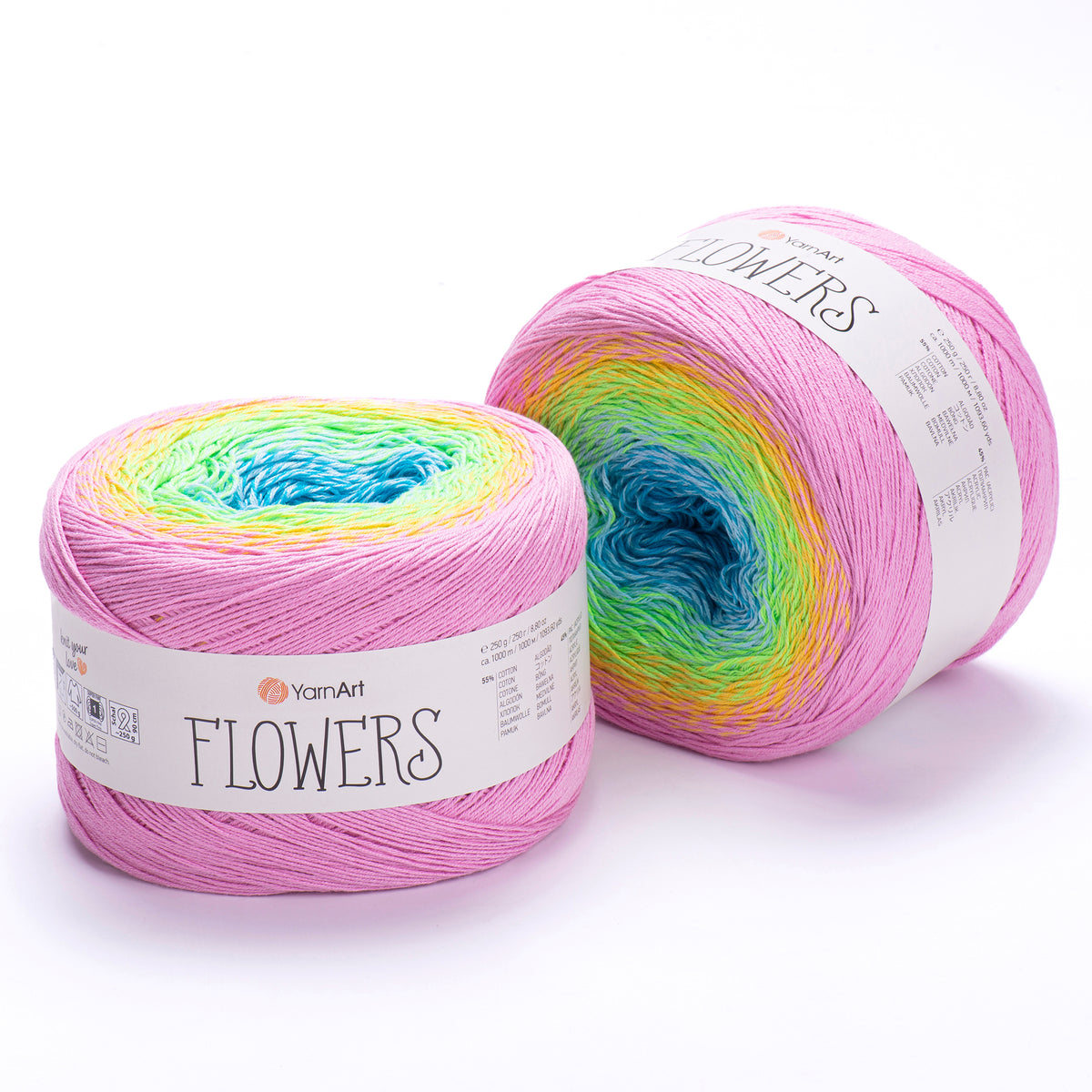 YarnArt Flowers 312 Pétrole et bleu acier – pelote dégradée coton et acrylique
