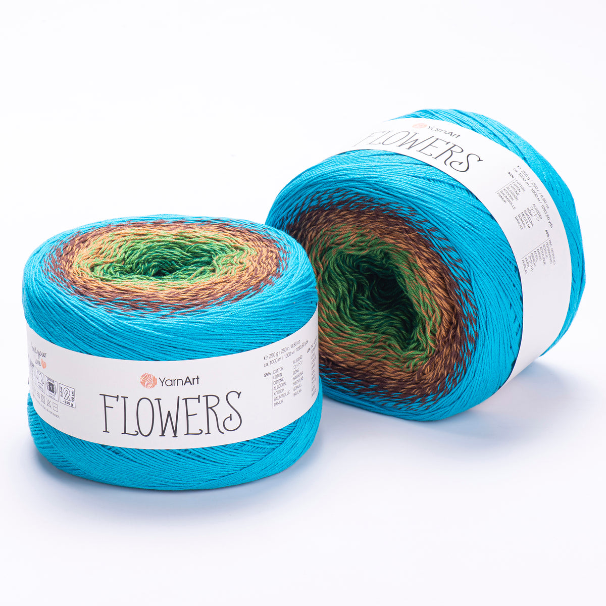 YarnArt Flowers 314 Noir et moka – pelote dégradée coton et acrylique