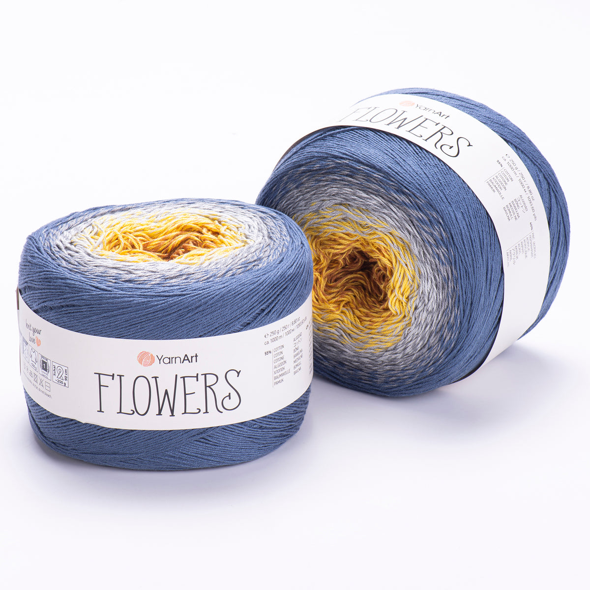 YarnArt Flowers 316 Miel et caramel au beurre – pelote dégradée coton et acrylique