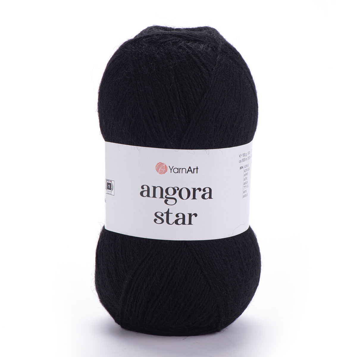 YarnArt Angora Star 585 Noir – fil duveteux acrylique et laine