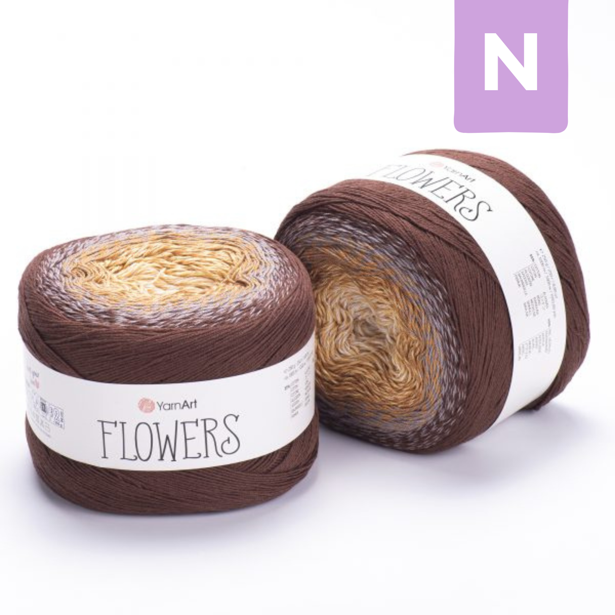 YarnArt Flowers Argile douce et marron foncé – pelote dégradée coton et acrylique
