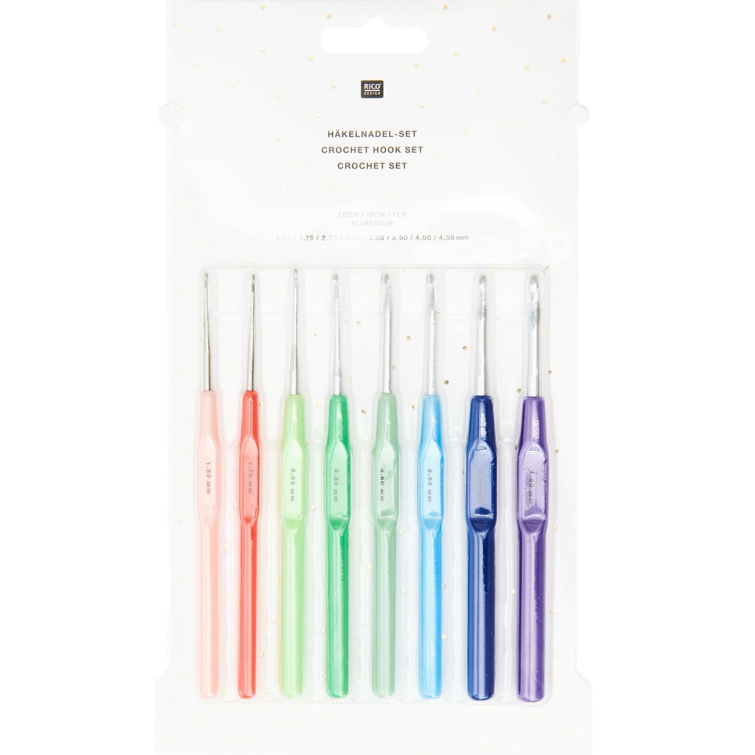 Rico Crochet Hook Set with Handle – 8 Pieces (1.50–4.50 mm)