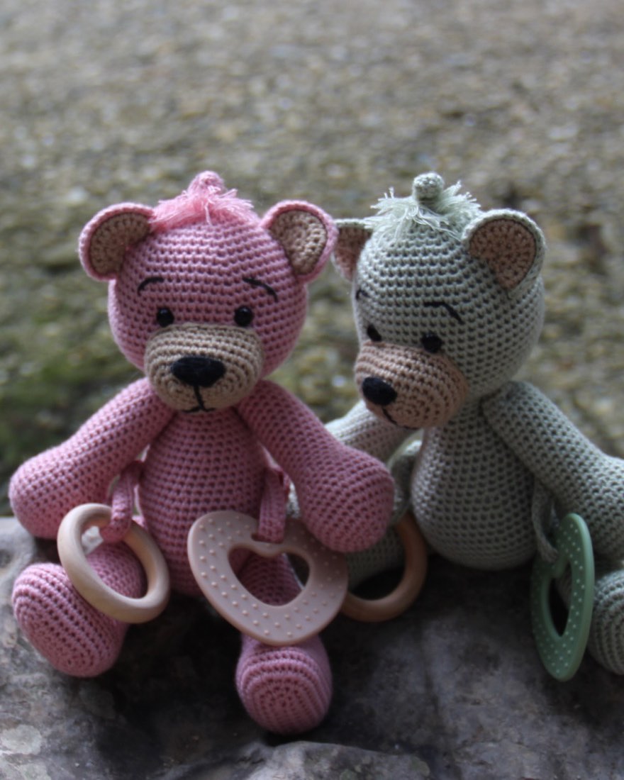 Soft TPE Heart Teether (2 pcs) – for Baby Sensory Toys & Rattles