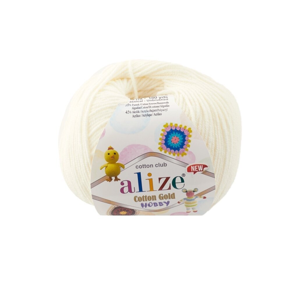Alize Cotton Gold Hobby 62 Murtvalge – puuvilla-akrüüllõng