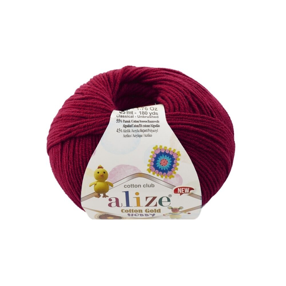 Alize Cotton Gold Hobby 390 Veinipunane – puuvilla-akrüüllõng