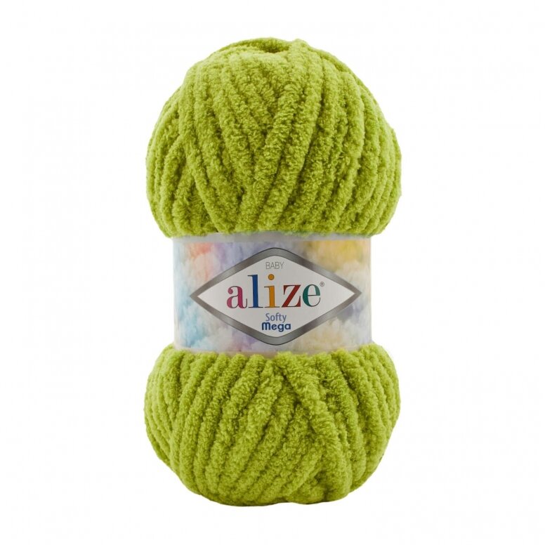 Alize Softy Mega 11 Лаймовый – толстая плюшевая пряжа