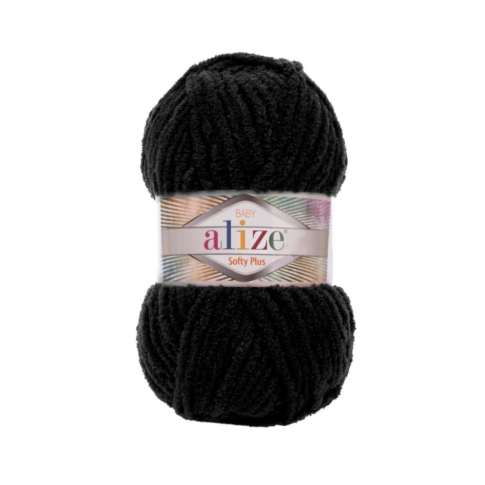Alize Softy Plus 1060 Black – chunky plush yarn