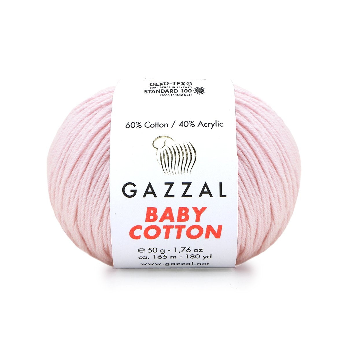 Gazzal Baby Cotton 3411 Светло-розовый – детская пряжа из хлопка и акрила