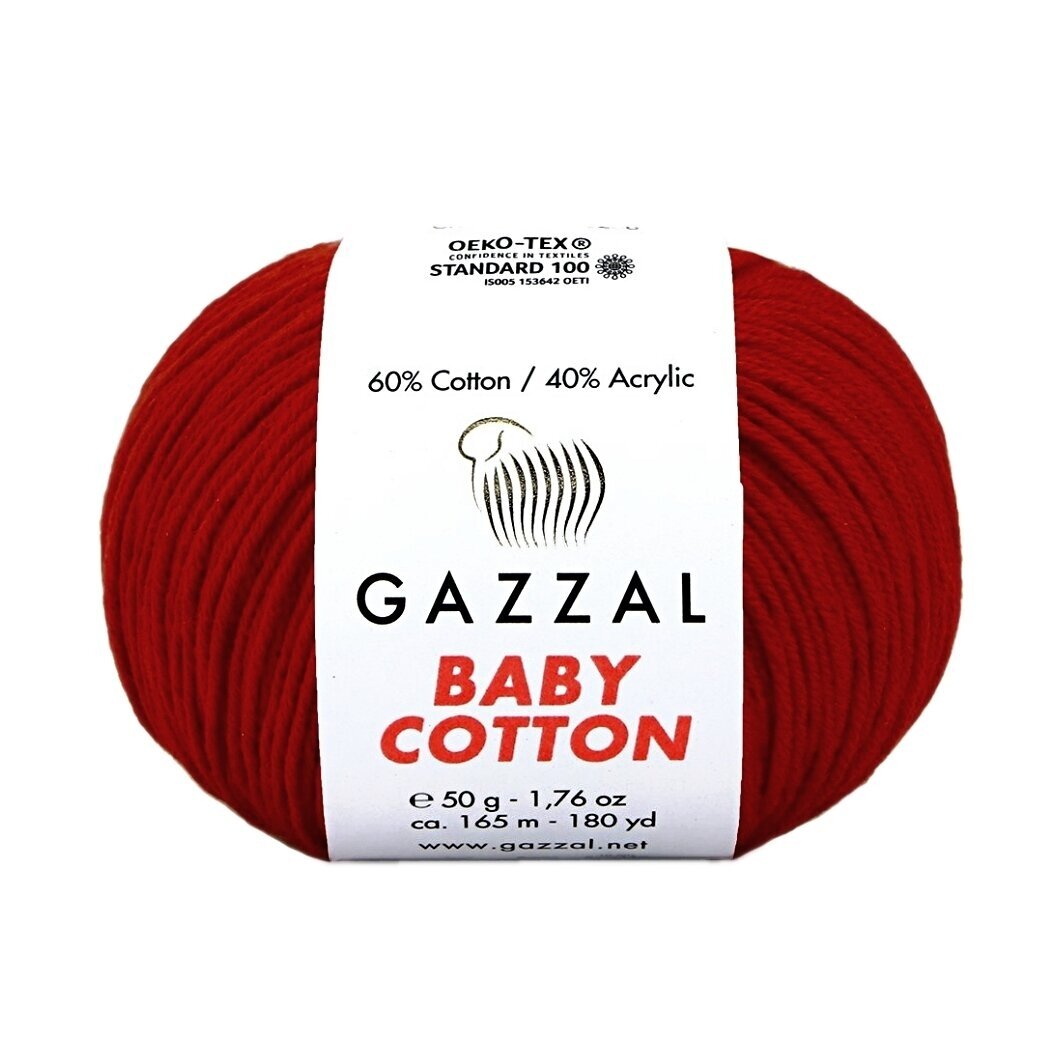 Gazzal Baby Cotton 3439 Вишнёвый – детская пряжа из хлопка и акрила