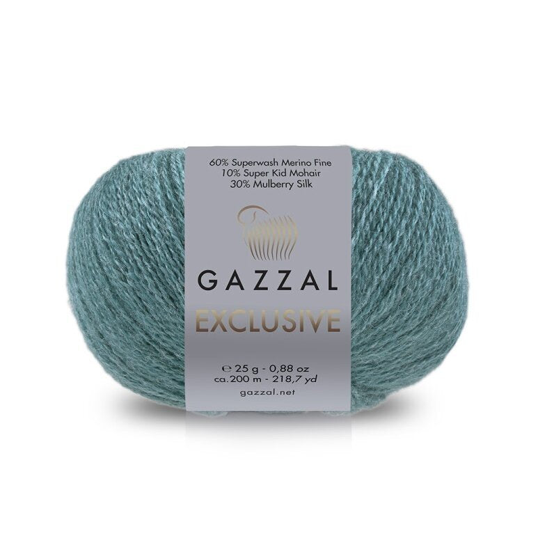 Gazzal Exclusive 9935 Teal – merino silk mohair yarn