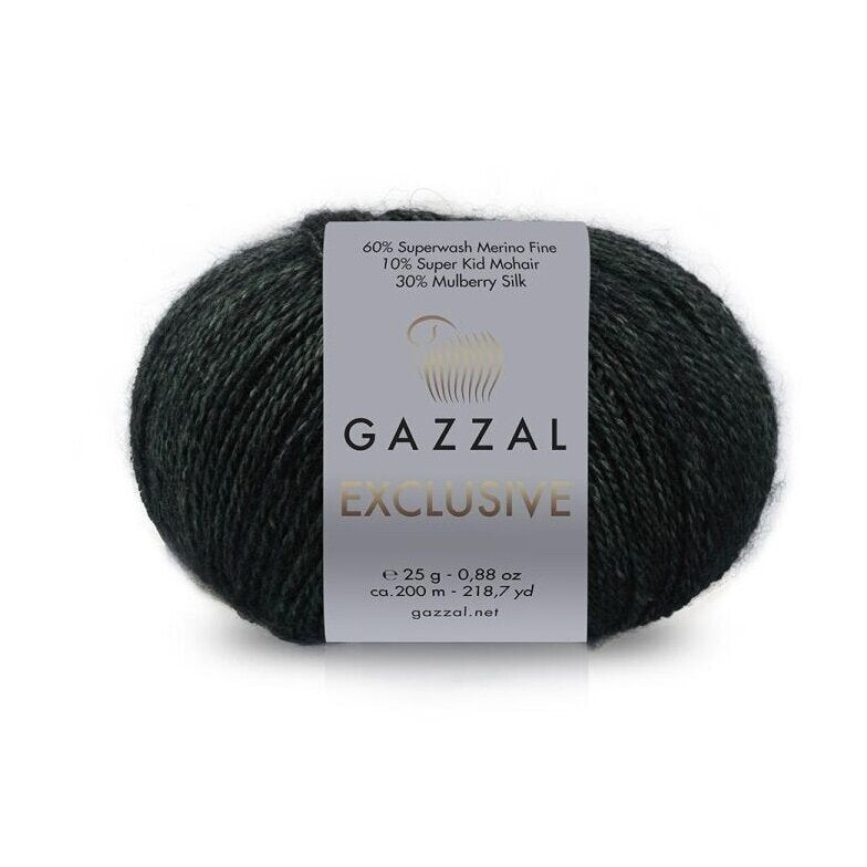 Gazzal Exclusive 9913 Black – merino silk mohair yarn