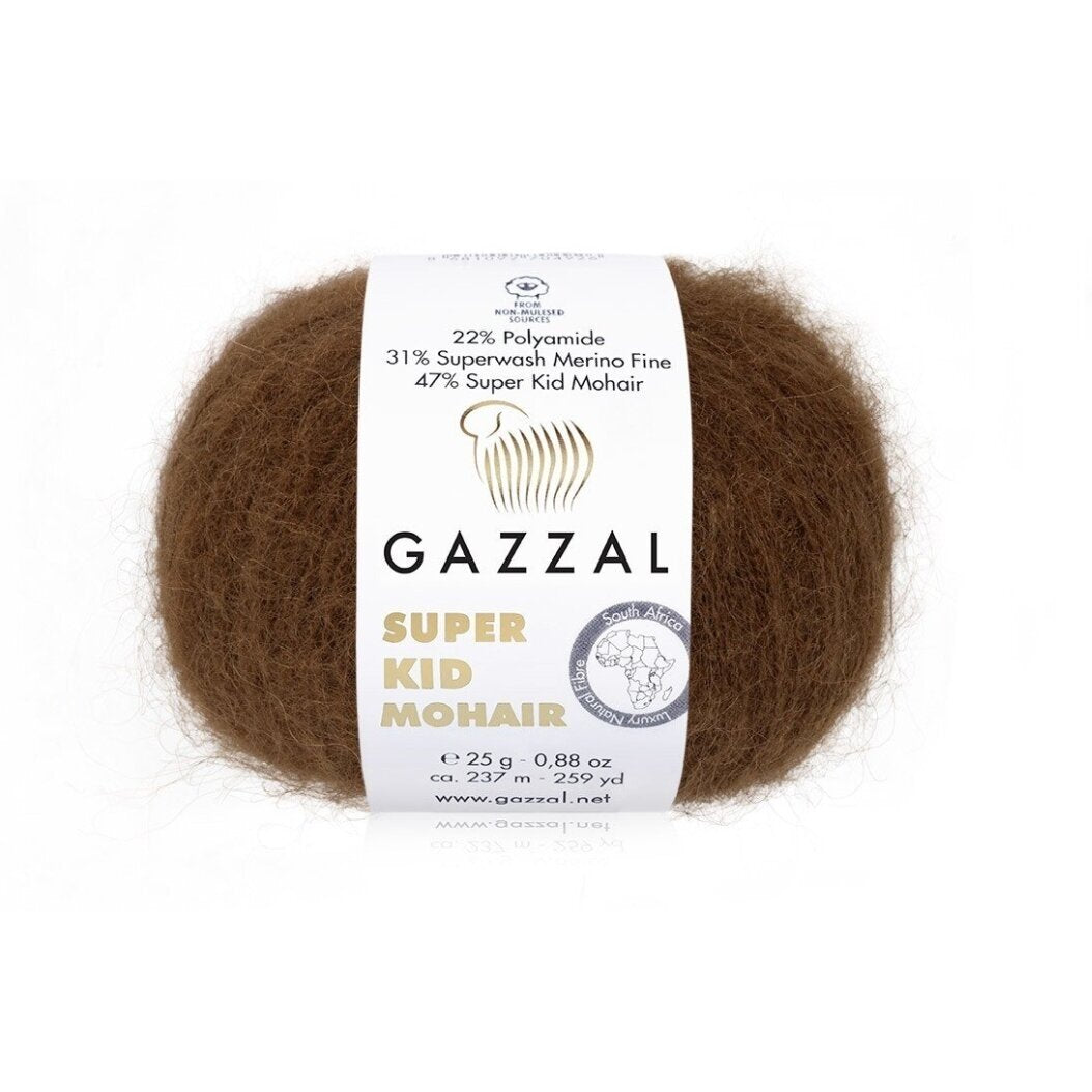Gazzal Super Kid Mohair 64400 Dark Brown – kid mohair merino yarn