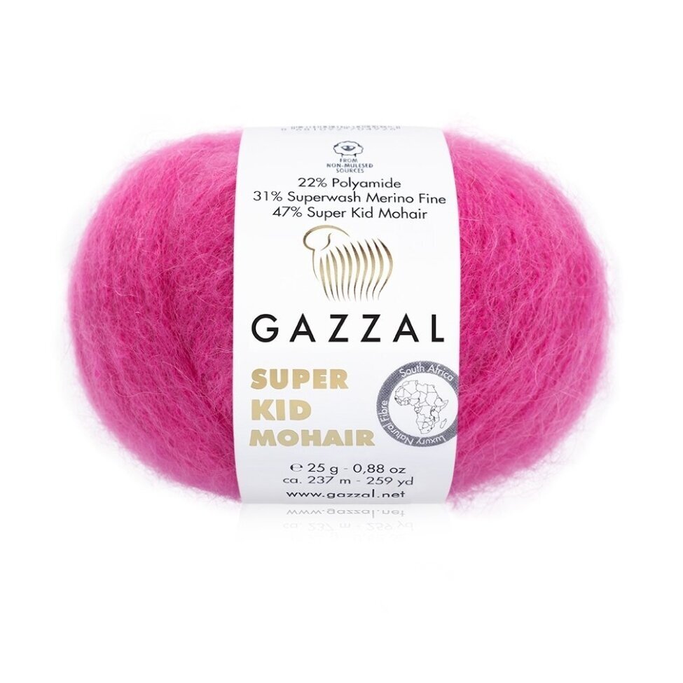 Gazzal Super Kid Mohair 64421 Fuchsia – kid mohair merino yarn