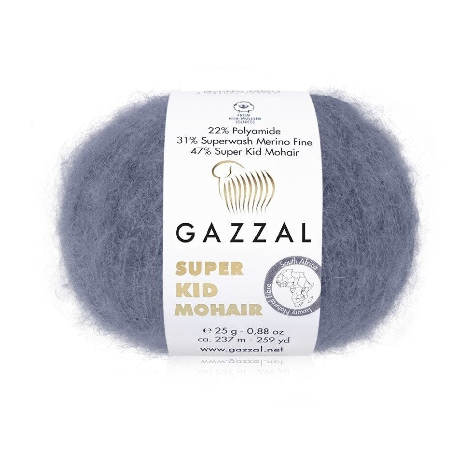 Gazzal Super Kid Mohair 64411 Slate – kid mohair merino yarn