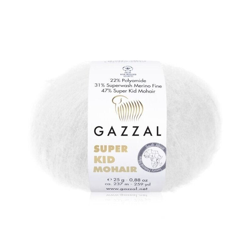 Gazzal Super Kid Mohair 64439 White – kid mohair merino yarn
