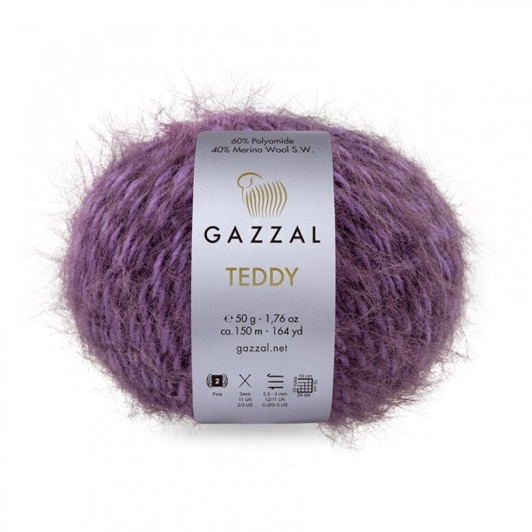 Gazzal Teddy 6552 Plum – merino bouclé yarn
