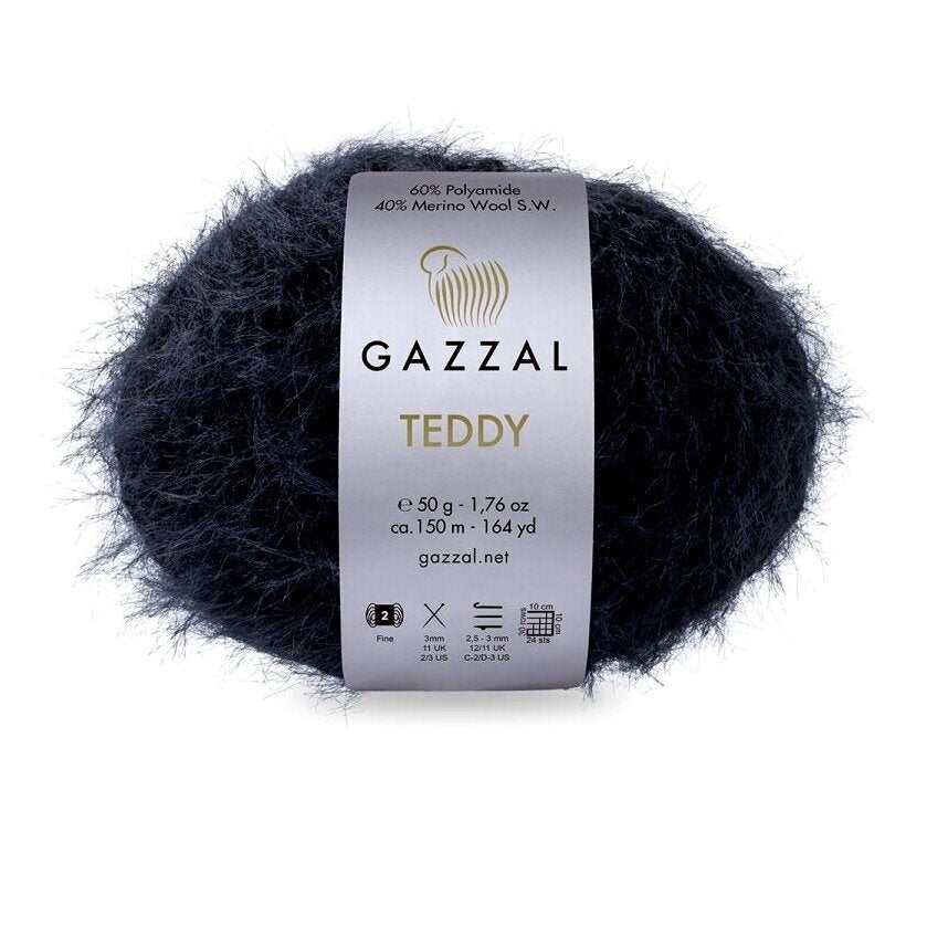Gazzal Teddy 6531 Dark Navy – merino bouclé yarn
