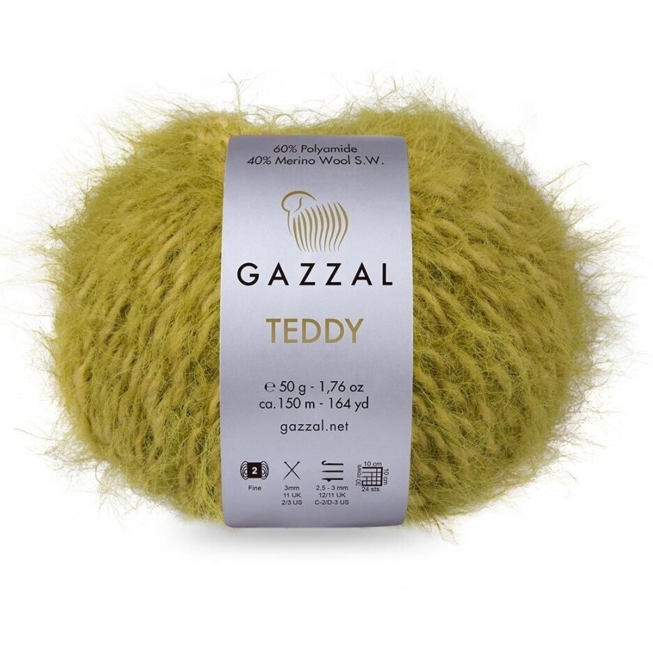 Gazzal Teddy 6556 Olive – merino bouclé yarn