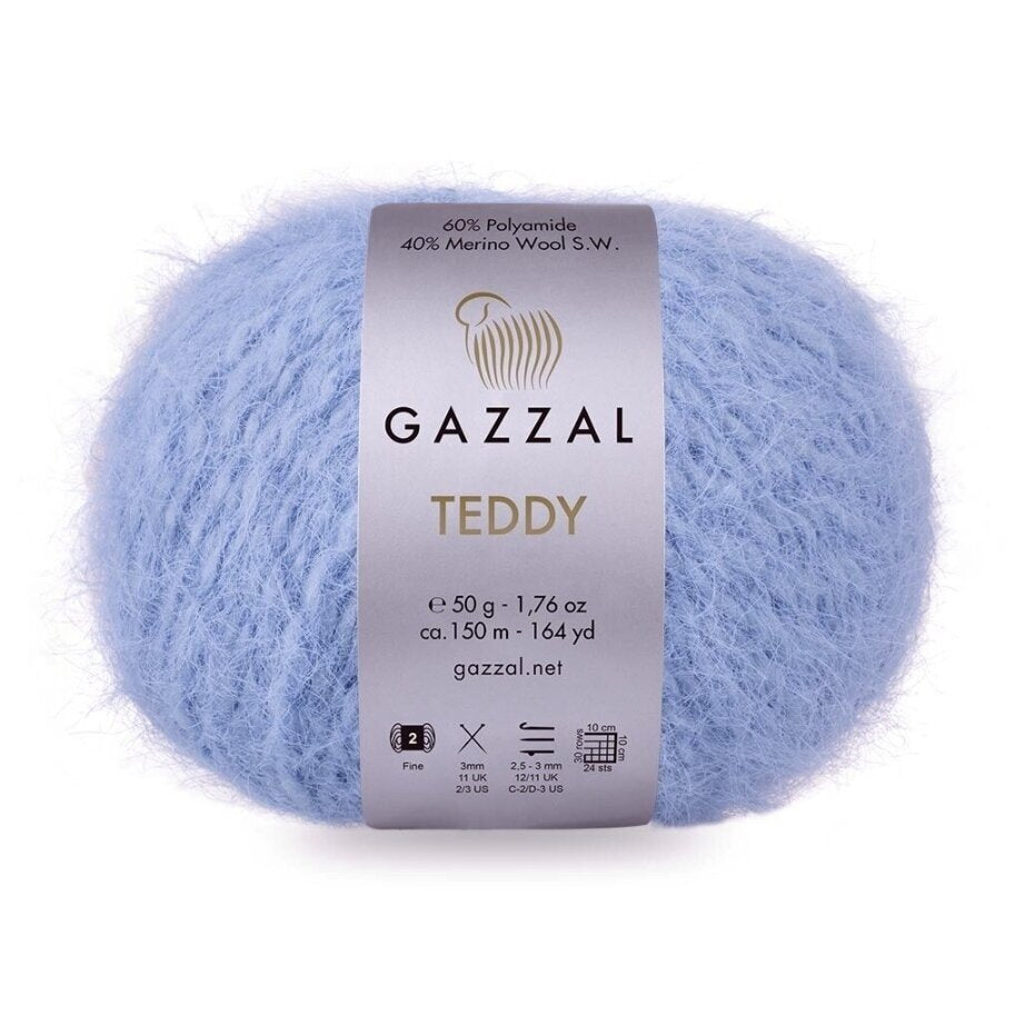 Gazzal Teddy 6561 Cornflower – merino bouclé yarn