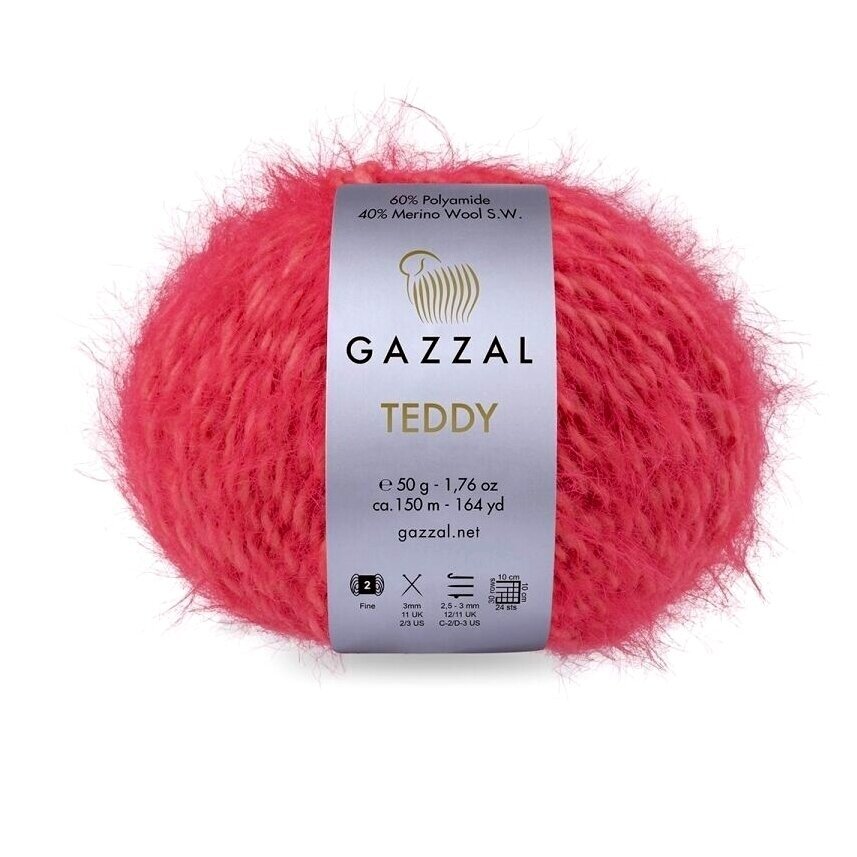 Gazzal Teddy 6542 Watermelon – merino bouclé yarn