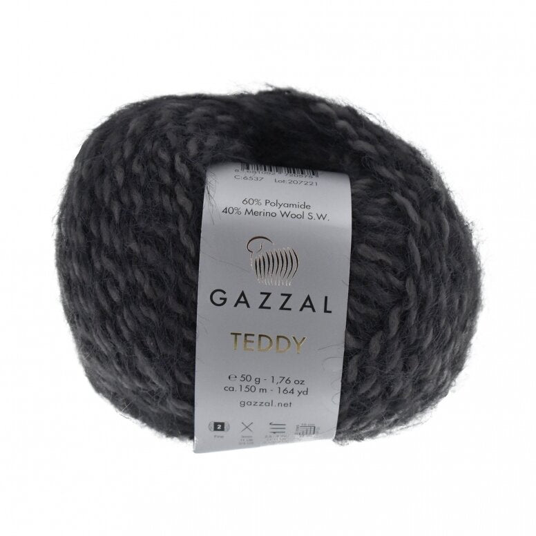 Gazzal Teddy 6537 Anthracite – merino bouclé yarn