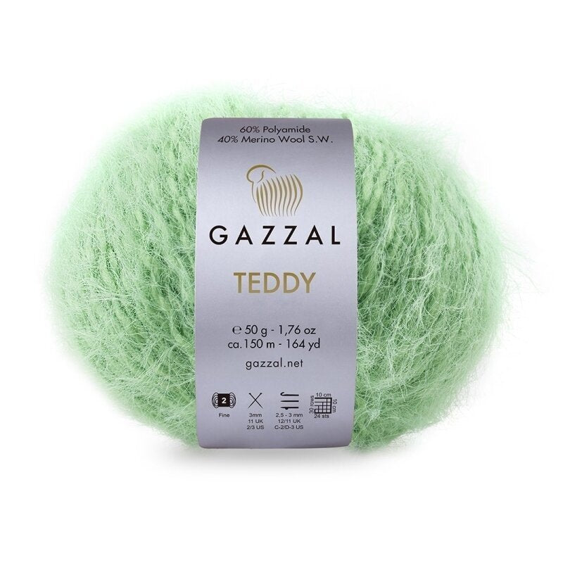 Gazzal Teddy 6555 Mint – merino bouclé yarn