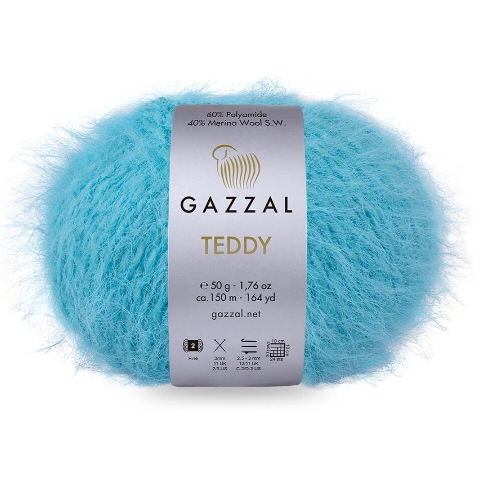Gazzal Teddy 6557 Turquoise – merino bouclé yarn
