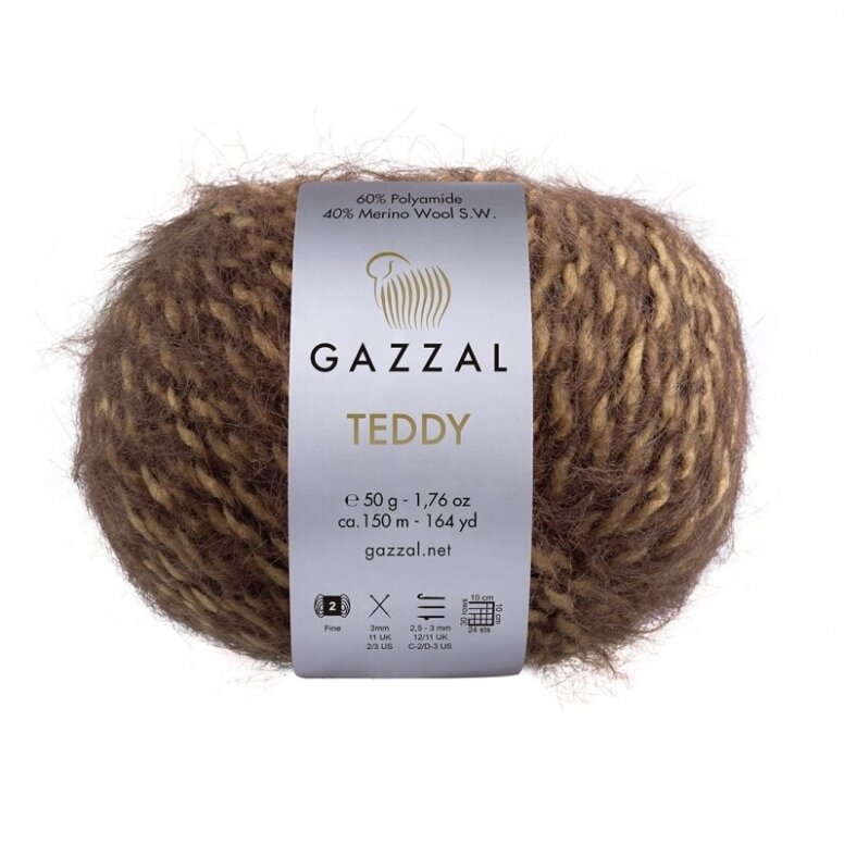 Gazzal Teddy 6541 Mocha – merino bouclé yarn
