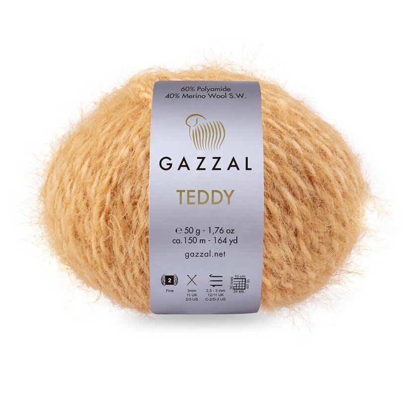 Gazzal Teddy 6539 Camel – merino bouclé yarn