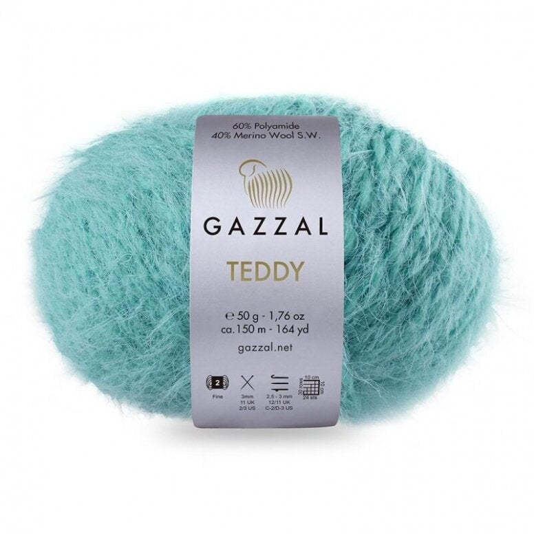 Gazzal Teddy 6558 Aqua – merino bouclé yarn