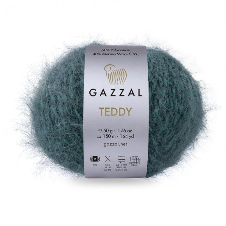 Gazzal Teddy 6560 Petrol – merino bouclé yarn