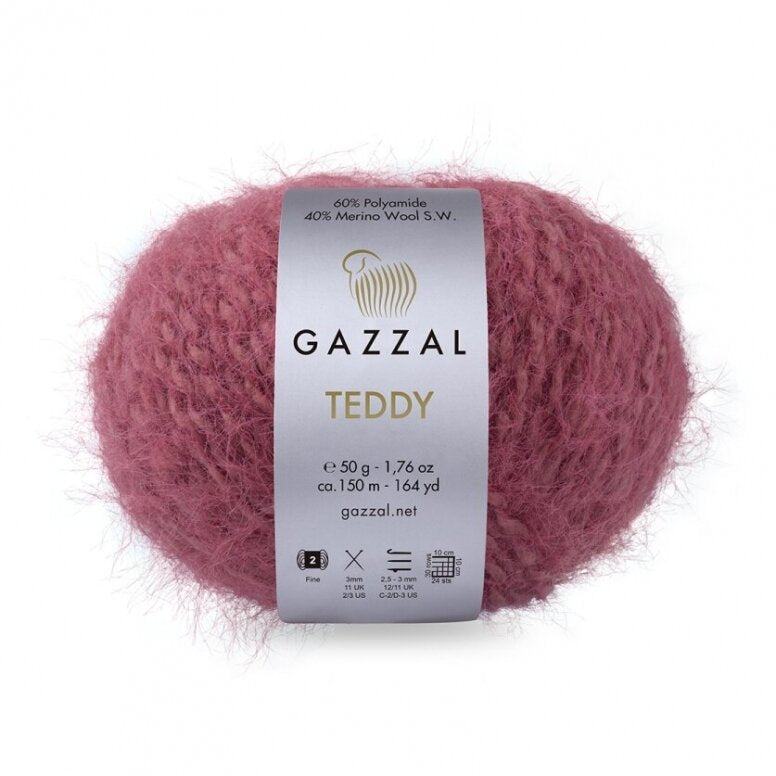 Gazzal Teddy 6549 Dark Rose – merino bouclé yarn
