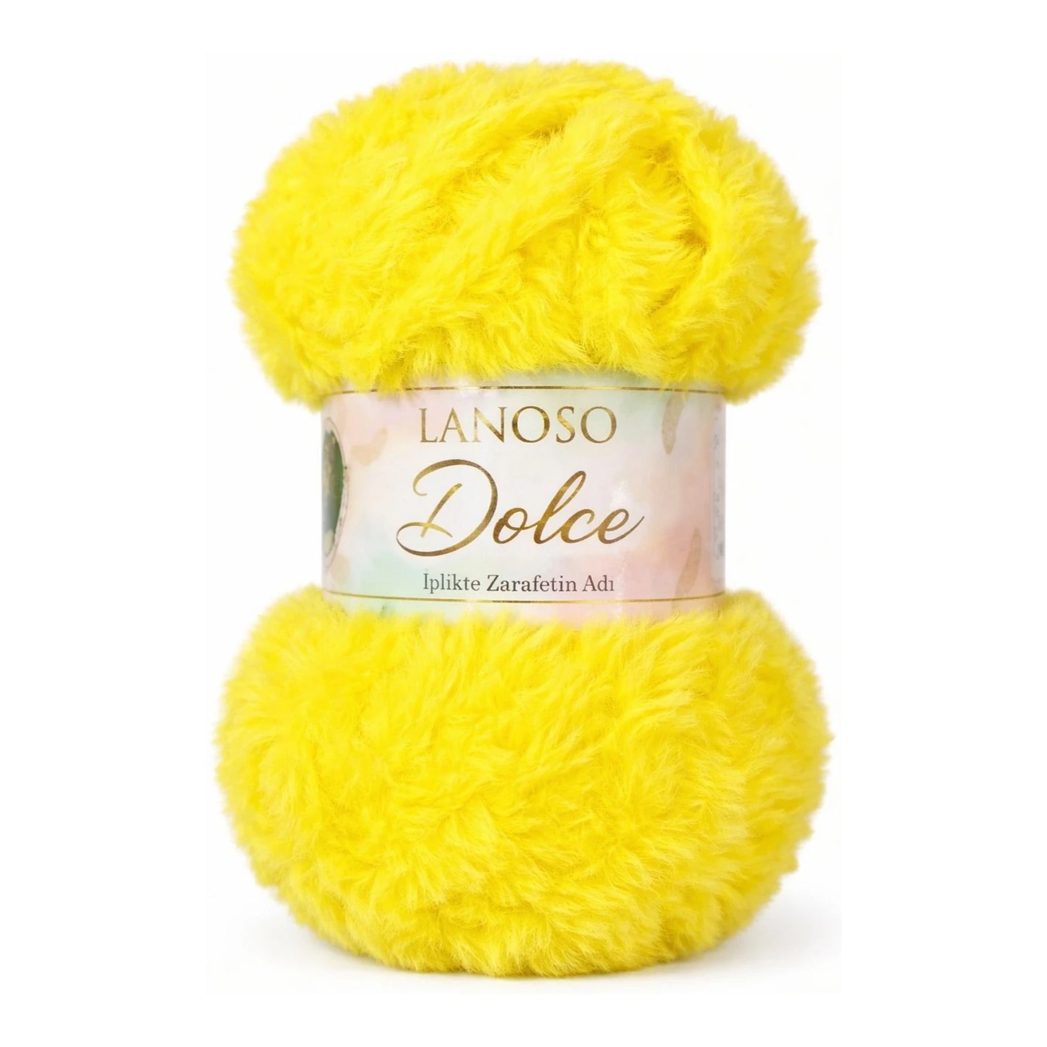 Lanoso Dolce 913 Dzeltena – mākslīgās kažokādas dzija