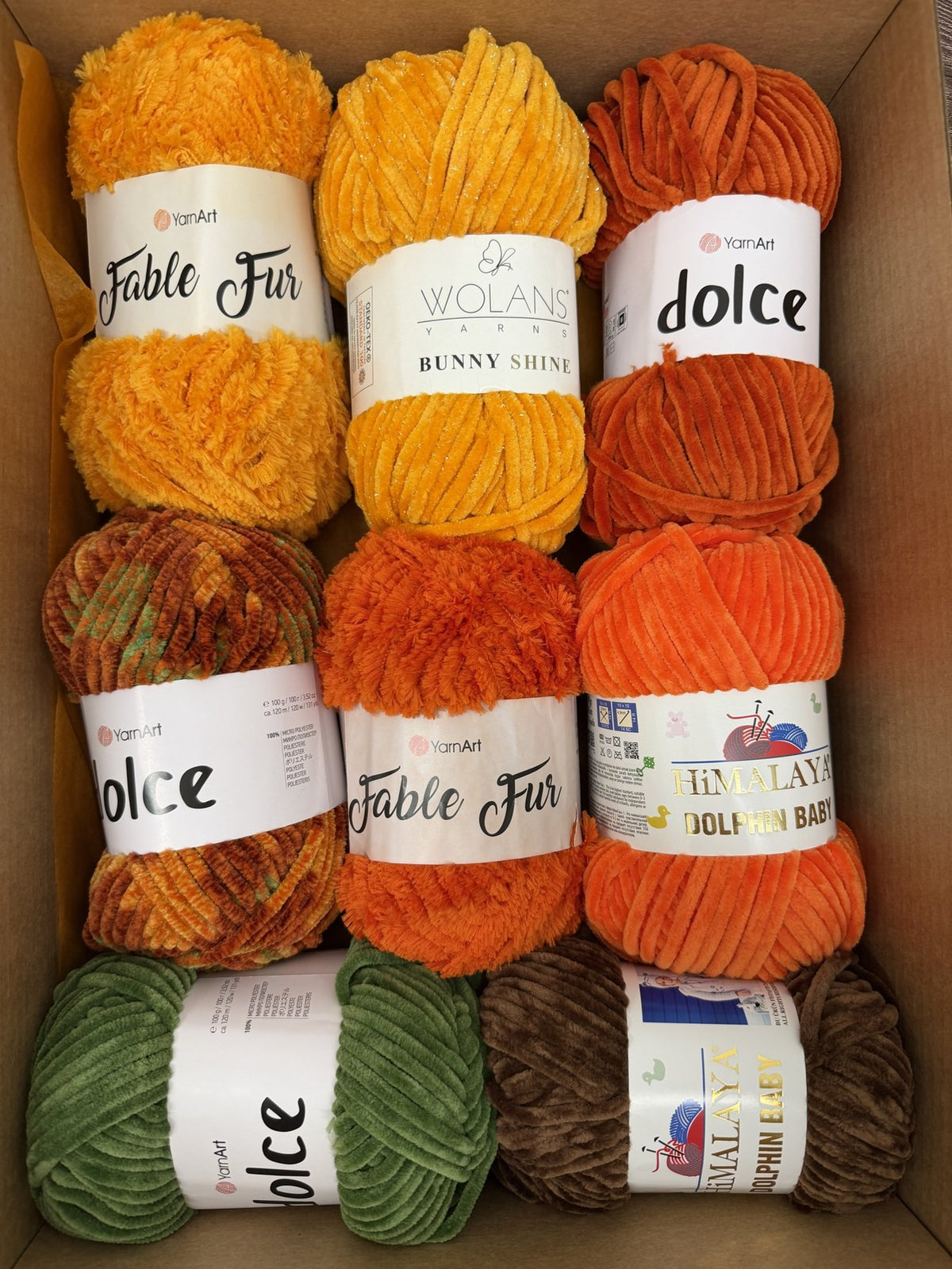 Halloween Yarn Kit Pumpkin – YarnArt Dolce, Fable Fur, Himalaya Dolphin Baby and Wolans Bunny Shine
