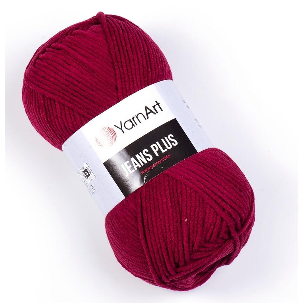 YarnArt Jeans Plus 66 Burgundy – thick cotton acrylic yarn