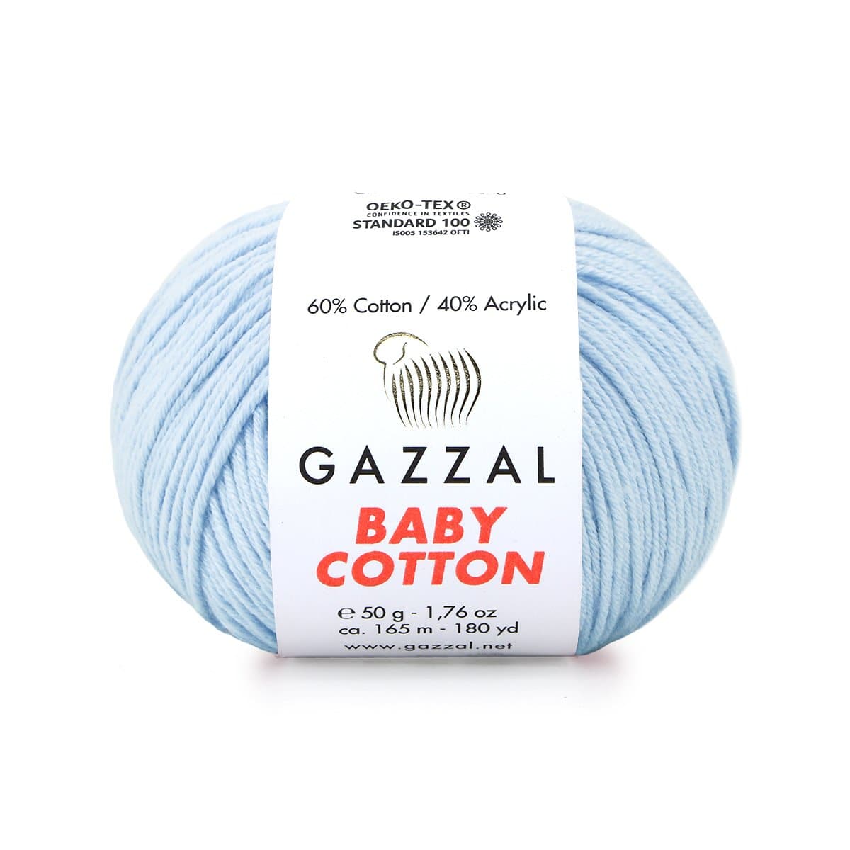 Gazzal Baby Cotton 3429 Пудрово-голубой – детская пряжа из хлопка и акрила